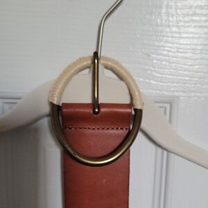 Anthropologie Brown Leather Belt with Gold Buckle